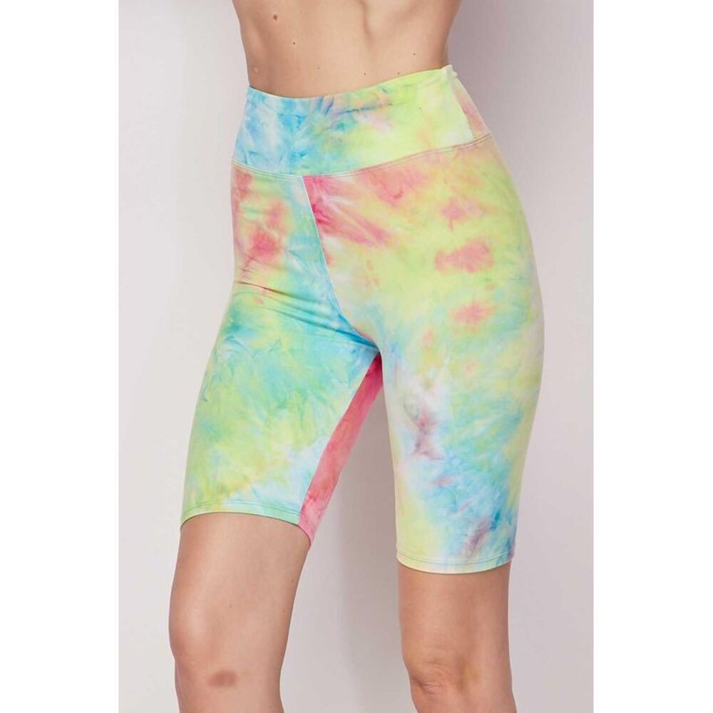 World of Leggings Buttery Smooth Tie Dye High Waisted Biker Shorts - 3 Inch